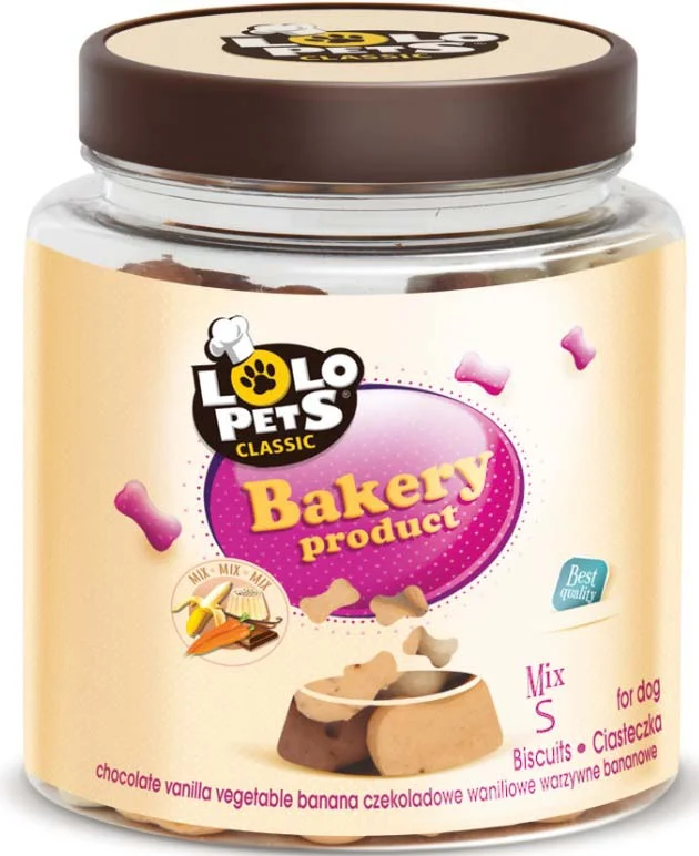 LOLO PETS CLASSIC Biscuiţi pentru câini Bones S, borcan plastic 210g