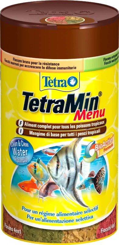 TETRA Menu Hrană 4 tipuri de fulgi pentru peşti ornamentali